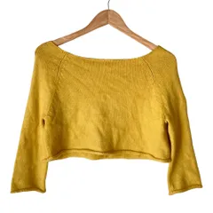 美品 FOXEY NEW YORK フォクシーニューヨーク クロップド ニット 29746 M イエロー レディース 古着 中古 USEDのサムネイル