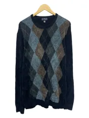 DOCKERS (ドッカーズ) アーガイル柄アクリルニット セーター レーヨン混 00S 古着 XL ブラック系 メンズ/065のサムネイル