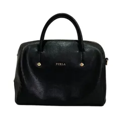 美品 FURLA フルラ アリッサ レザー 2WAY ミニボストン ハンドバッグ ブラック レディース 古着 中古 USEDのサムネイル