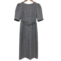 美品 Herlipto ハーリップトゥ Lady Checkered Belted Midi Dress ミディドレス ワンピース 1223305035 サイズS ブラック×ホワイト レディース 古着 中古 USED
