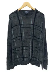 DOCKERS (ドッカーズ) チェック柄アクリルニット セーター レーヨン混 00S 古着 L ダークグレー系 メンズ/065のサムネイル