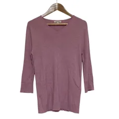 美品 BLAMINK ブラミンク RESORT 18Gクルーネック ロングスリーブ カシミヤシルク ニットカットソー 7913-2-000002 サイズ38 ピンク レディース 古着 中古 USEDのサムネイル