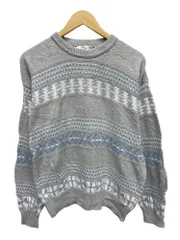 Van Heusen (ヴァンヒューゼン) 総柄コットンニット セーター USA製 90S 古着 ビンテージ S グレージュ メンズ/065