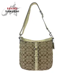 COACH コーチ シグネチャー ゴールド ベージュ シルバー金具 キャンバス/レザー ショルダーバッグ ポシェット レディース 408356【中古】