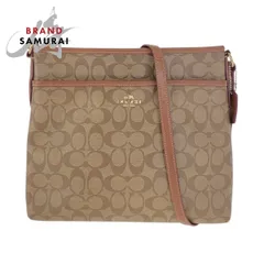 美品 COACH コーチ シグネチャー ベージュ ブラウン ゴールド金具 PVC/レザー 34938 ショルダーバッグ ポシェット レディース 600272【中古】