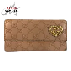 GUCCI グッチ グッチシマ ラブリー ピンクベージュ ゴールド金具 レザー 251861 長財布 ロングウォレット レディース 600467【中古】
