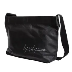ヨウジヤマモトYohji Yamamoto シグネチャーロゴプリントカウレザーショルダーバッグ 黒のサムネイル