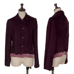 コムコム コムデギャルソンCOMME des GARCONS ヘムブリーチベロアラウンドカラージャケット ボルドーピンクXSのサムネイル