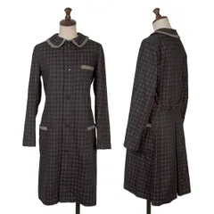 コムコム コムデギャルソンCOMME des GARCONS コットンブロックチェック千鳥柄パイピングコート 紺黒SSのサムネイル