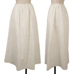 美品　エブール　フラワーJQ　ジャガード　ボリュームスカート　ホワイト　白　38 美品 エブール フラワーJQ ジャガード ボリュームスカート ホワイト 白