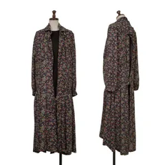 ジュンヤワタナベJUNYA WATANABE フローラルプリントレイヤード切替シャツワンピース 紺他XSのサムネイル
