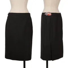 ポールスミス ブラックレーベルPaul Smith BLACK LABEL ウエストベルトウールストレッチスカート 黒42のサムネイル
