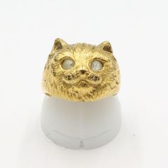 極美品】K18 豪華 猫モチーフ リング クリソベリルキャッツアイ 11.5号 