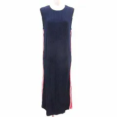 ザラ ZARA KNIT ワンピース ロング ニット ライン ノースリーブ S 紺 ネイビー /YK