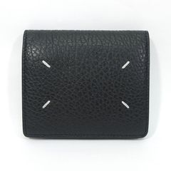 メゾンマルジェラ ブラック 二つ折り財布 レザー 4ステッチ S56UI0211
