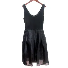 フレイアイディー FRAY I.D ドッキングワンピース ひざ丈 オーガンジー ノースリーブ 1 L 黒 ブラック /AU