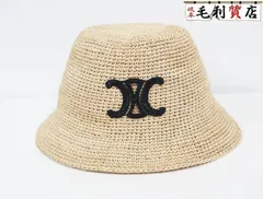 セリーヌ CELINE トリオンフ ハット ラフィア ナチュラル 2AU9C517Q サイズＬ 美品 【中古】レディース 帽子のサムネイル