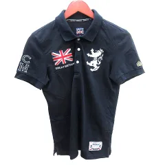 アドミラル Admiral ポロシャツ 鹿の子 刺繍 半袖 46 M 紺 ネイビー /AU