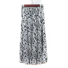 グローバルワーク GLOBAL WORK ワイドパンツ スカンツ 花柄 S 白 ホワイト 黒 ブラック /YI