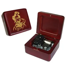 Sinzyoオルゴール 木製ハンドヘルド ミュージックボックス 記念日、誕生日、祝いに、子供の友人へのプレゼントにも (ワインレッド, 曲：The Little Mermaid)t 8d03d846