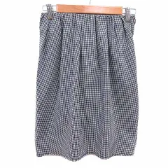 スナイデル SNIDEL フレアスカート ミニ ギンガムチェック F 黒 ブラック 白 ホワイト /YK