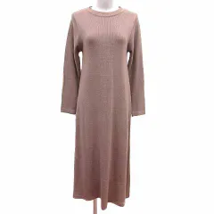 協同組合 関西ファッション連合 ワンピース ロング ニット 長袖 M 茶 ブラウン /YK ●RY