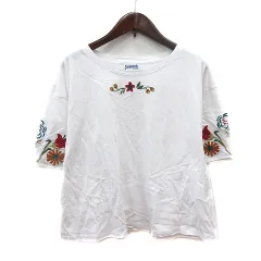 ホコモモラデシビラ Jocomomola de Sybilla カットソー Tシャツ クルーネック 刺繍 半袖 40 M 白 ホワイト /MNのサムネイル