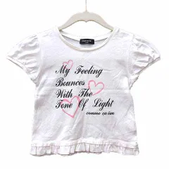 コムサイズム COMME CA ISM Tシャツ カットソー クルーネック フリル ロゴプリント 半袖 110cm 白 ホワイト /YK ●RY