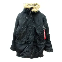 アルファインダストリーズ ALPHA INDUSTRIES ミリタリーコート N-3B 中綿 フェイクファー M 黒 ブラック /MN ●RY