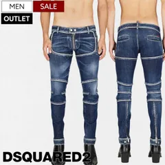 【OUTLET】【定価201,300円(税込)】DSQUARED2ディースクエアード 遊び心と機能性を併せ持つ ダメージ＆ウォッシュ加工 パイピング＆立体裁断 デニムパンツ ジーンズ ストレッチ Stretch Denim イタリア製 S71KB0598S30