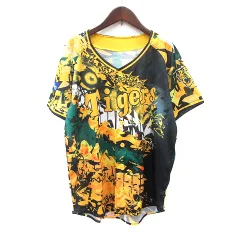 ミズノ MIZUNO ノーカラーシャツ 総柄 半袖 黄色 イエロー /MN ●RYのサムネイル