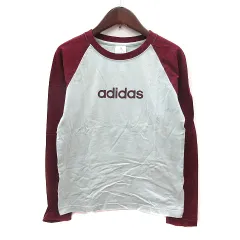 アディダス adidas カットソー Tシャツ クルーネック プリント 長袖 バイカラー L 緑 グリーン /MN ●RY