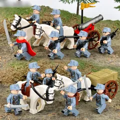 レゴ互換品 ★ミニフィグ 軍隊12体＋武器+小物+馬セット