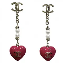 シャネル ピアス レディース ハート アクセサリー ココマーク CHANEL GP  ラインストーン   C23P ピンク ゴールド金具 約15.3g 美品 2023年【中古品】
