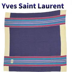 Yves Saint Laurent イヴサンローラン スカーフ ドット ストライプ柄 シルク