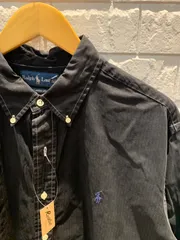 古着　XL  大きいサイズ　長袖　シャツ　黒　ラルフローレン　ボタンダウン