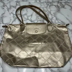 ロンシャン LONGCHAMP トートバッグ ゴールド ナイロン レザー 総柄 ハンドバッグ レディースのサムネイル