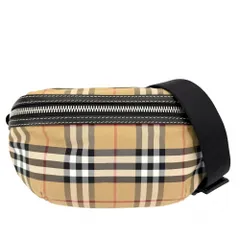 バーバリー ボディバッグ メンズ ヴィンテージチェック ベルトバッグ ウエストポーチ BURBERRY 8005521 ナイロン ベージュ ブラック 黒 ブラック金具 美品【中古品】のサムネイル