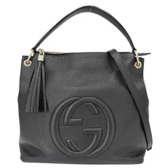 GUCCI グッチ 2WAY ソーホー インターロッキングG タッセル ハンドバック ショルダーバッグ 肩掛け 斜め掛け かばん 鞄 336751 レザー    ブラック 黒 ゴールド金具 レディース 美品【中古品】 GUCCI（グッチ） 新品 ソーホー ショルダーバッグ ポシェット クロス