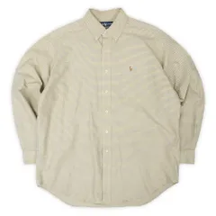 ポロラルフローレン POLO RALPH LAUREN 美品 90s 90年代 ボタンダウンシャツ BD BLAKE ブレイク 定番 ロゴ刺繍 USA ヴィンテージ アメリカ 古着 メンズ シャツ イエロー系 チェック柄 L【中古】