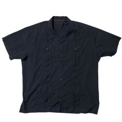 90s キューバシャツ黒XXL刺繍開襟シャツ 半袖 オープンカラー