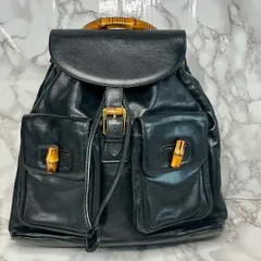 【良品】グッチ GUCCI バンブー リュック レザー ブラック バックパック ヴィンテージ
