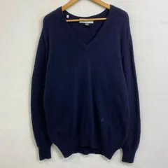 80s courreges homme クレージュオム Vネック ニット セーター 長袖 ワンポイント 刺繍 古着 VINTAGE ネイビー系 3 D626のサムネイル
