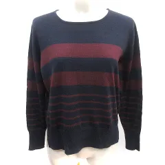 ナノユニバース nano universe The 1st.Floor ニット セーター ラウンドネック ボーダー 長袖 F 紺 ネイビー /AU