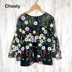 ♡チェスティ♡ chesty フラワー ブラウス チューリップ トップス Chesty（チェスティ） ブラウス シャツ Cabbage フラワーパターン刺繍