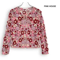 A2670/ PINK HOUSE ピンクハウス かぎ編み 花柄 カーディガン ピンク