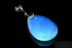 【１点物】シルバー925◇希少メキシコ産AAAA ブルーアンバー　20x16mm　ドロップ ペンダントトップ パワーストーン 天然石 _PD1596