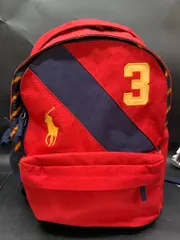 U404  Ralph Lauren ラルフローレン リュックサック　ビッグポニー　刺繍　バックパック　メンズレディース　　レッドネイビー