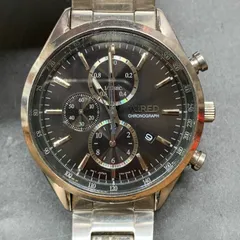 R421 不動 セイコー SEIKO ワイアード クロノグラフ メンズ 腕時計 デイト 7T92-0$M0 黒 ブラック シルバー SS ブレス アナログ クォーツ QZ ウォッチ WIREDのサムネイル
