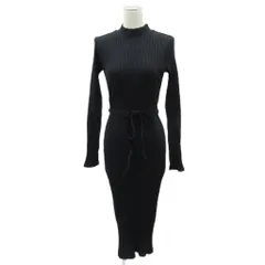 ザラ ZARA リブニットワンピース ロング丈 M 黒 ブラック 長袖 スタンドカラー バックオープン /MA5 ■ECE003